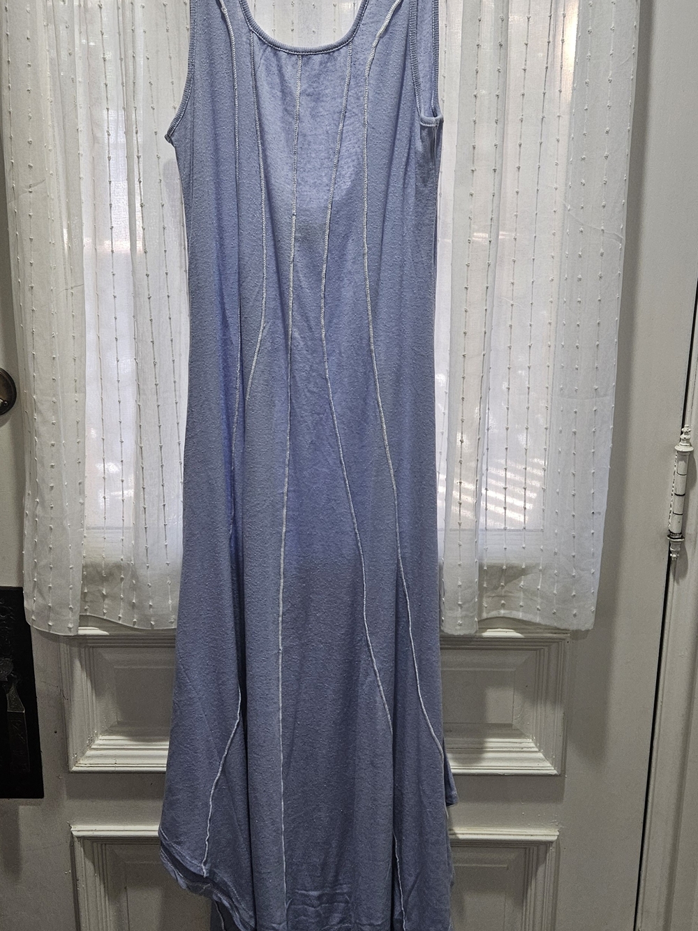 NWOT Free People FP Beach Periwinkle Blue Raw Seam Maxi Dress Large